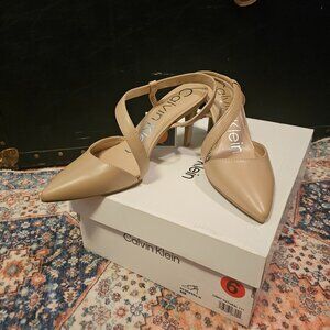 Calvin Klein Cream Heels with Ankle Straps